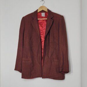 Handmade Women's Rust Orange Tweed Front Pockets Notched Lapel Blazer Business